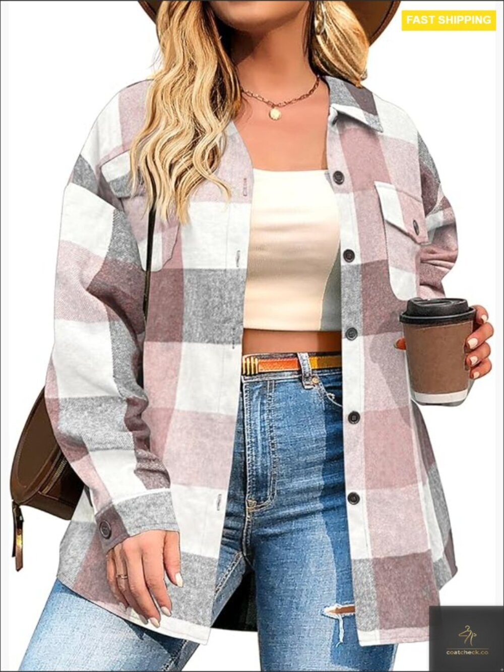 Plus Size Flannel Shacket Jacket Button Down Oversized Casual Fall Tops